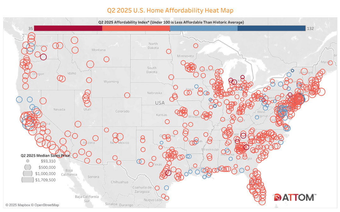 ATTOM Q2 2025 Affordability Heat Map