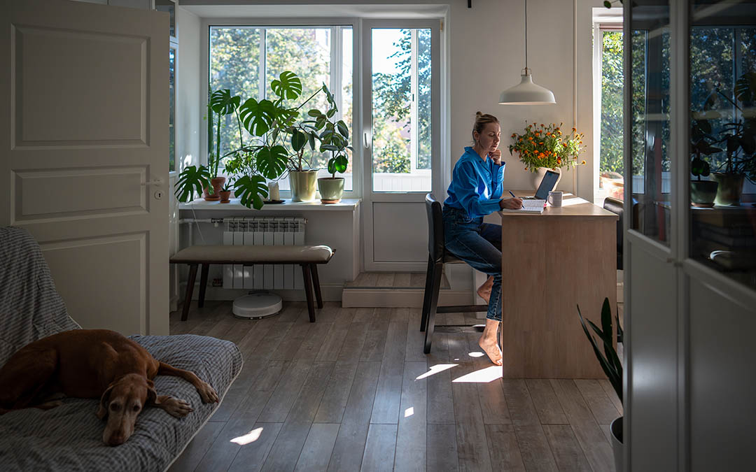woman inside home office